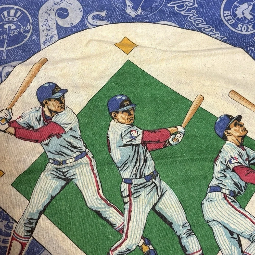 Vintage 1991 MLB Major League Baseball Twin Bed Sheet Set Comforter Flat Fitted